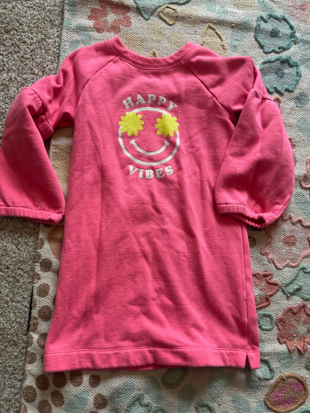 Baby Gap Happy Vibes Pink Girls' Long Sleeve Top/Dress